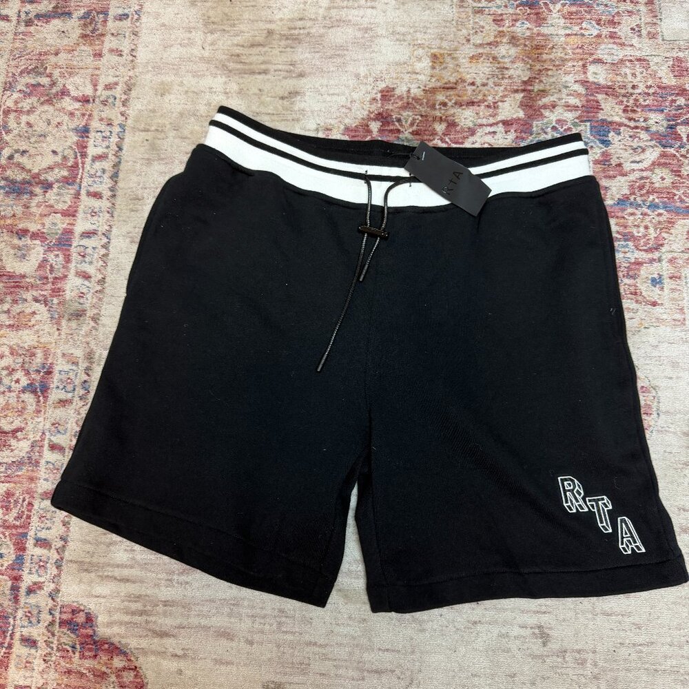 RTA Peyton Men's Black Collegiate Sweat Short Size L BRAND NEW!